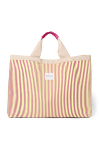 Gelbe Poplin Striped Strandtasche