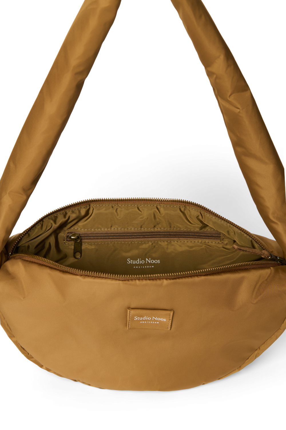 Technical Puffy Mini Cross Body Bag | Brown