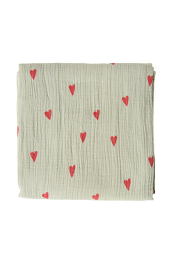 Swaddle Print Large | Green Hearts