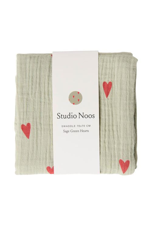 Swaddle Print Medium | Green Hearts