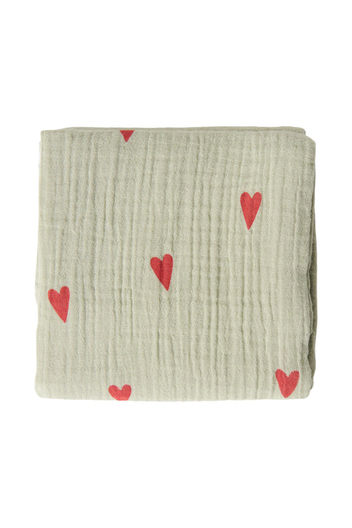 Swaddle Print Medium | Green Hearts