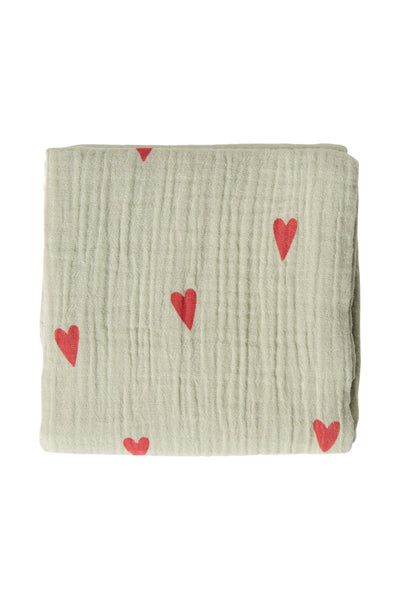 Groene Hydrofiele Doek Met Hartjes - Medium