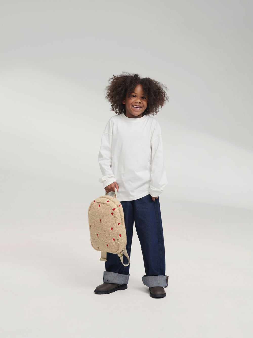Teddy Mini Backpack | Ecru Hearts