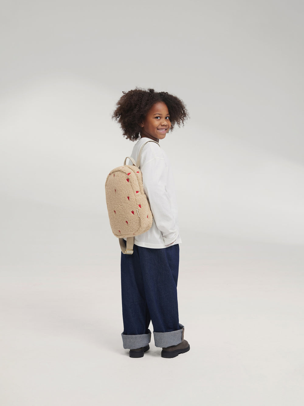 Teddy Mini Rugzak | Ecru Hearts