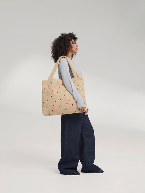 Teddy Mom Bag | Ecru Hearts