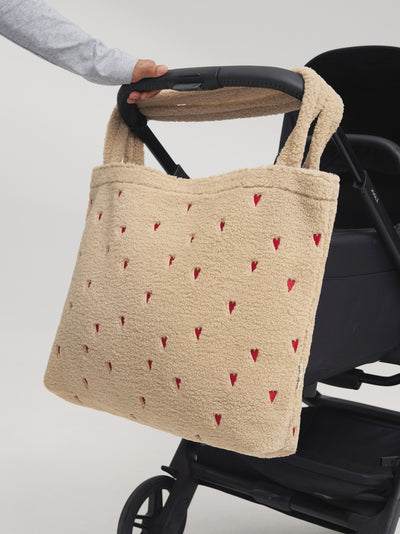Teddy Mom Bag | Ecru Hearts