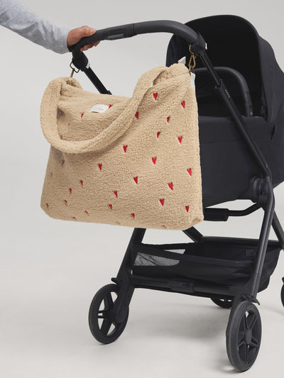 Teddy Diaper Bag | Ecru Hearts