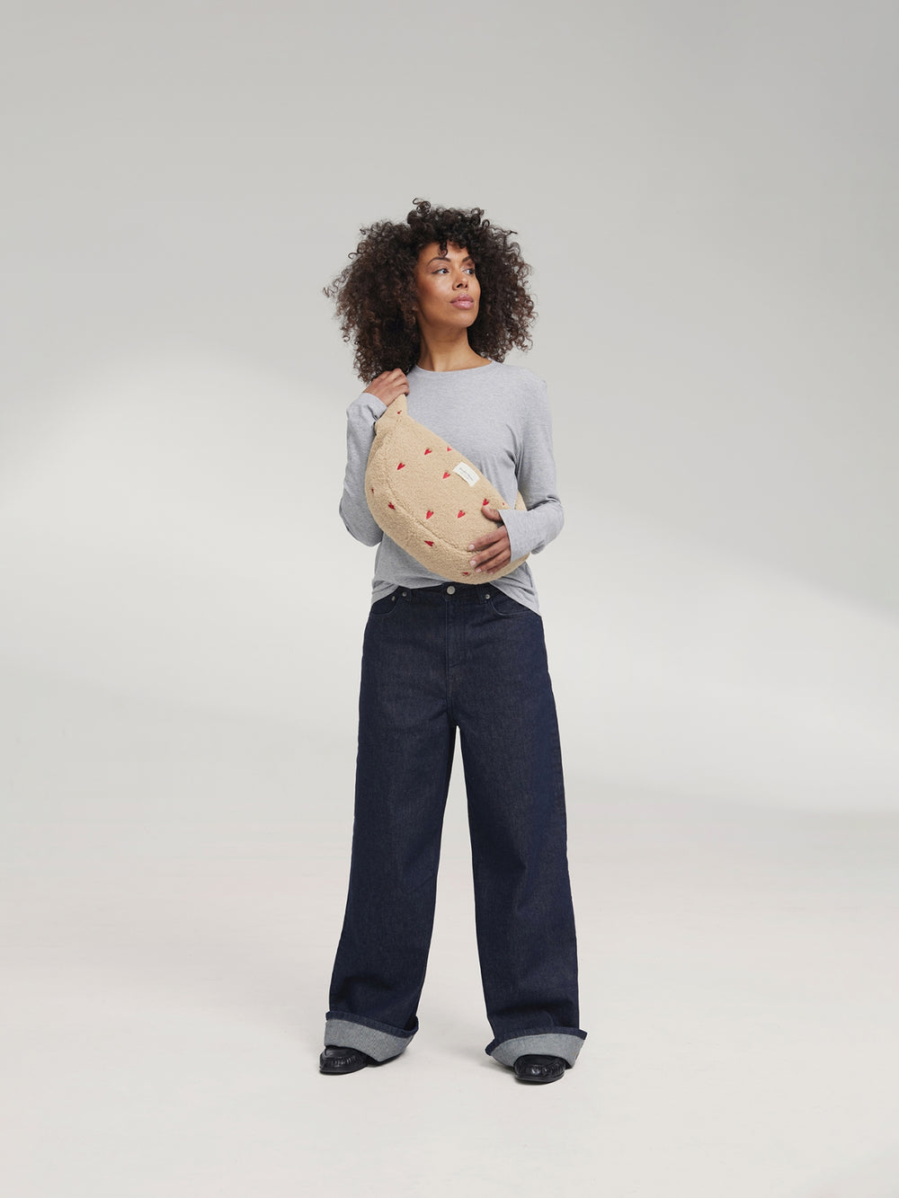Teddy Mini Cross Body Bag | Ecru Hearts