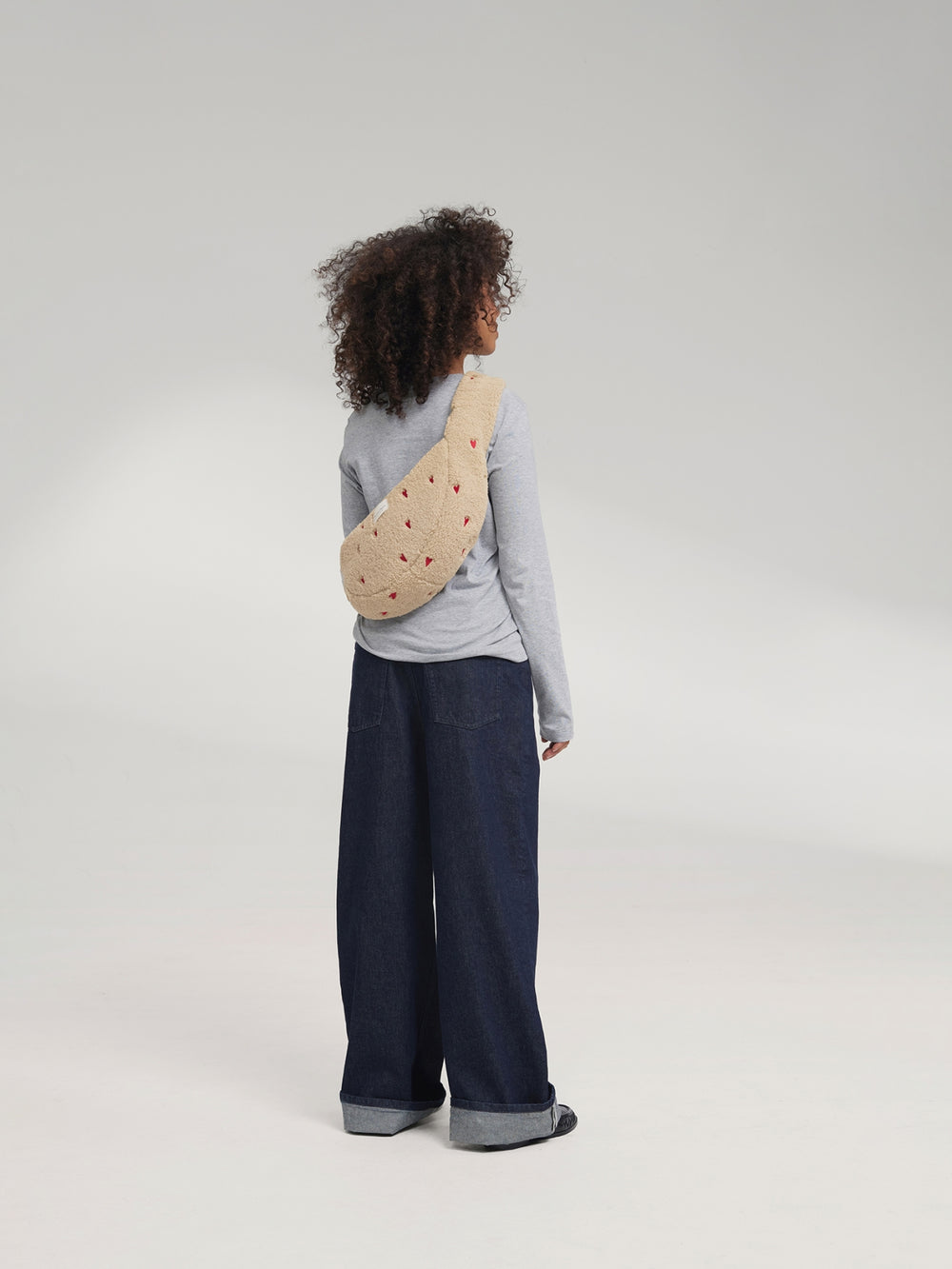 Teddy Mini Cross Body Bag | Ecru Hearts