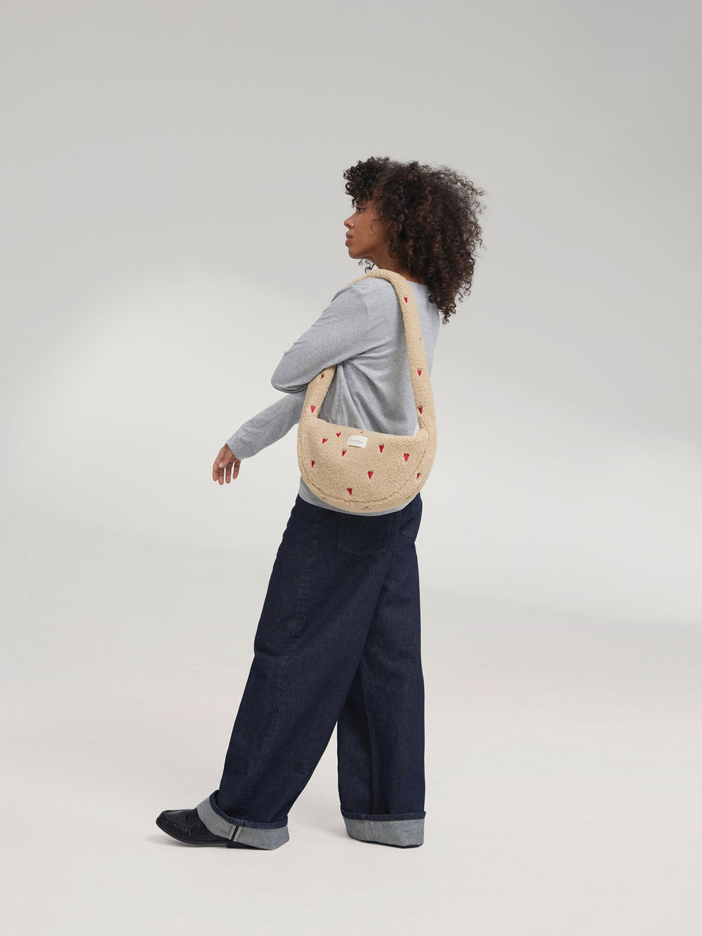 Teddy Mini Cross Body Bag | Ecru Hearts