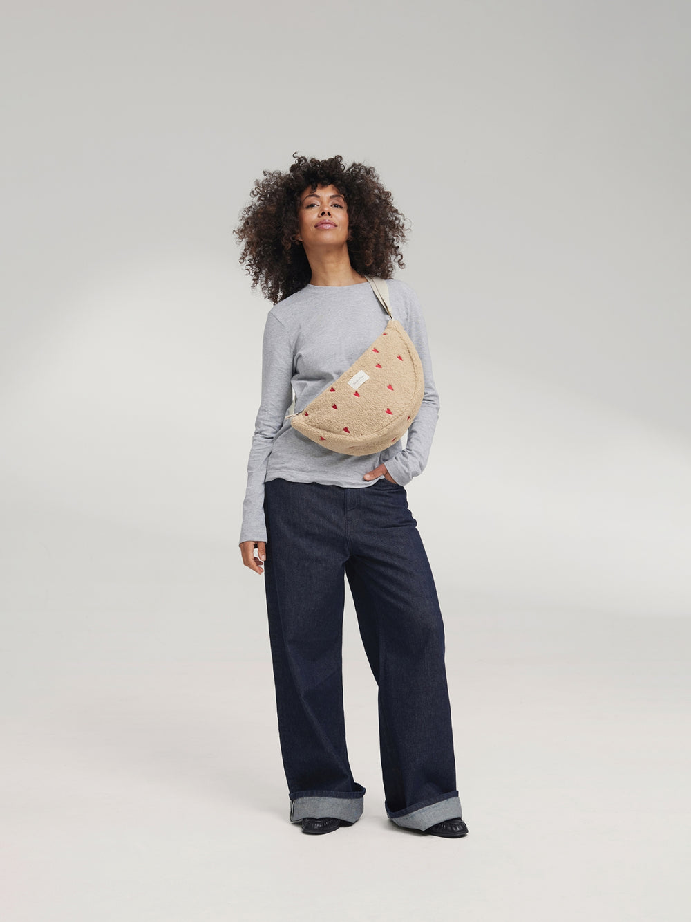 Ecru Teddy Hearts Adult Fanny Pack