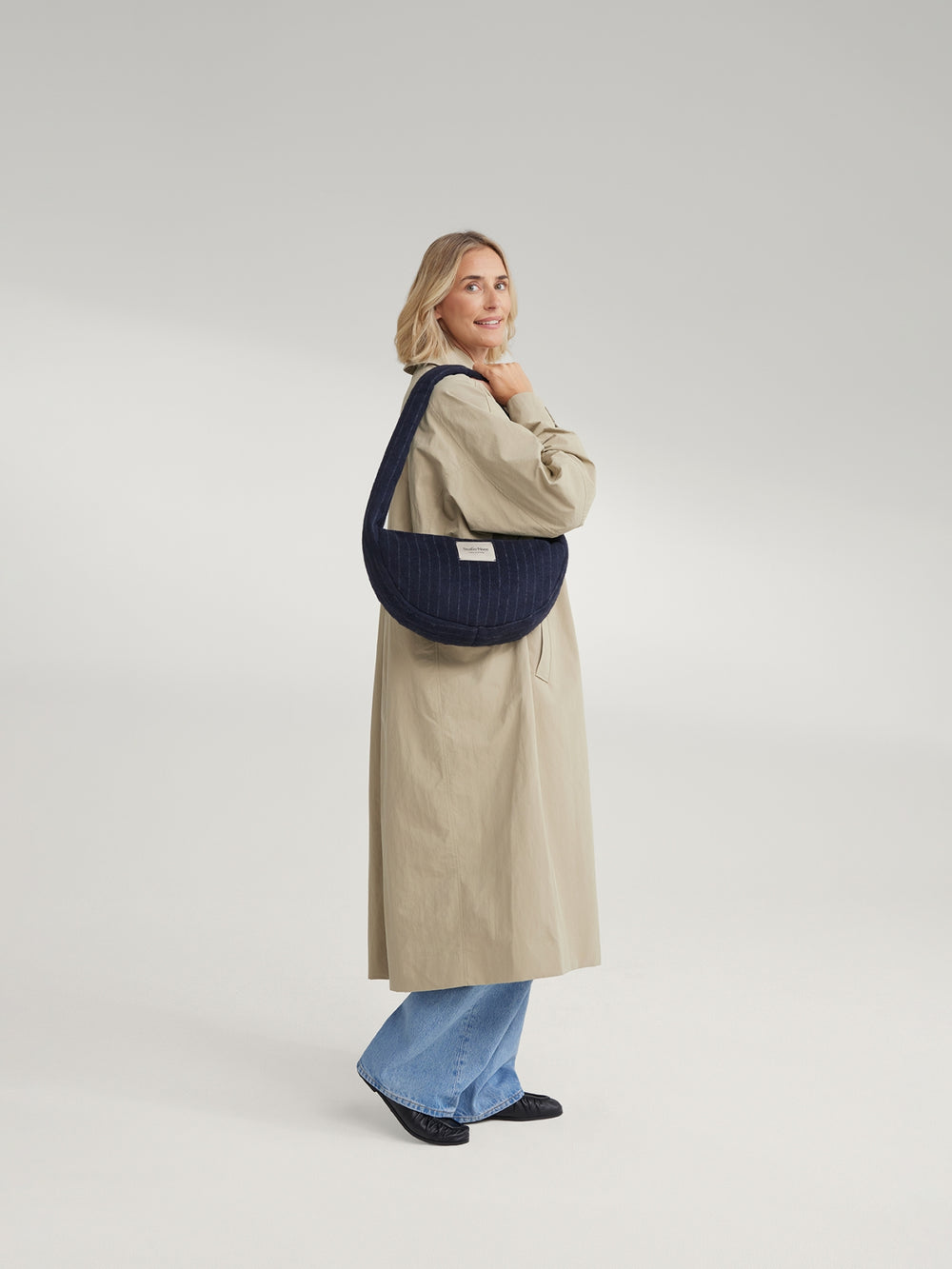 Flanelle craie Mini Cross Body Bag | Bleu