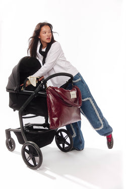 Vegan Leather Diaper Bag | Burgundy