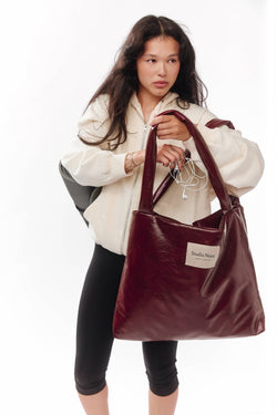 Vegan Leather Mom Bag | Burgundy