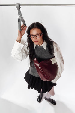 Vegan Leather Cross Body Bag | Burgundy