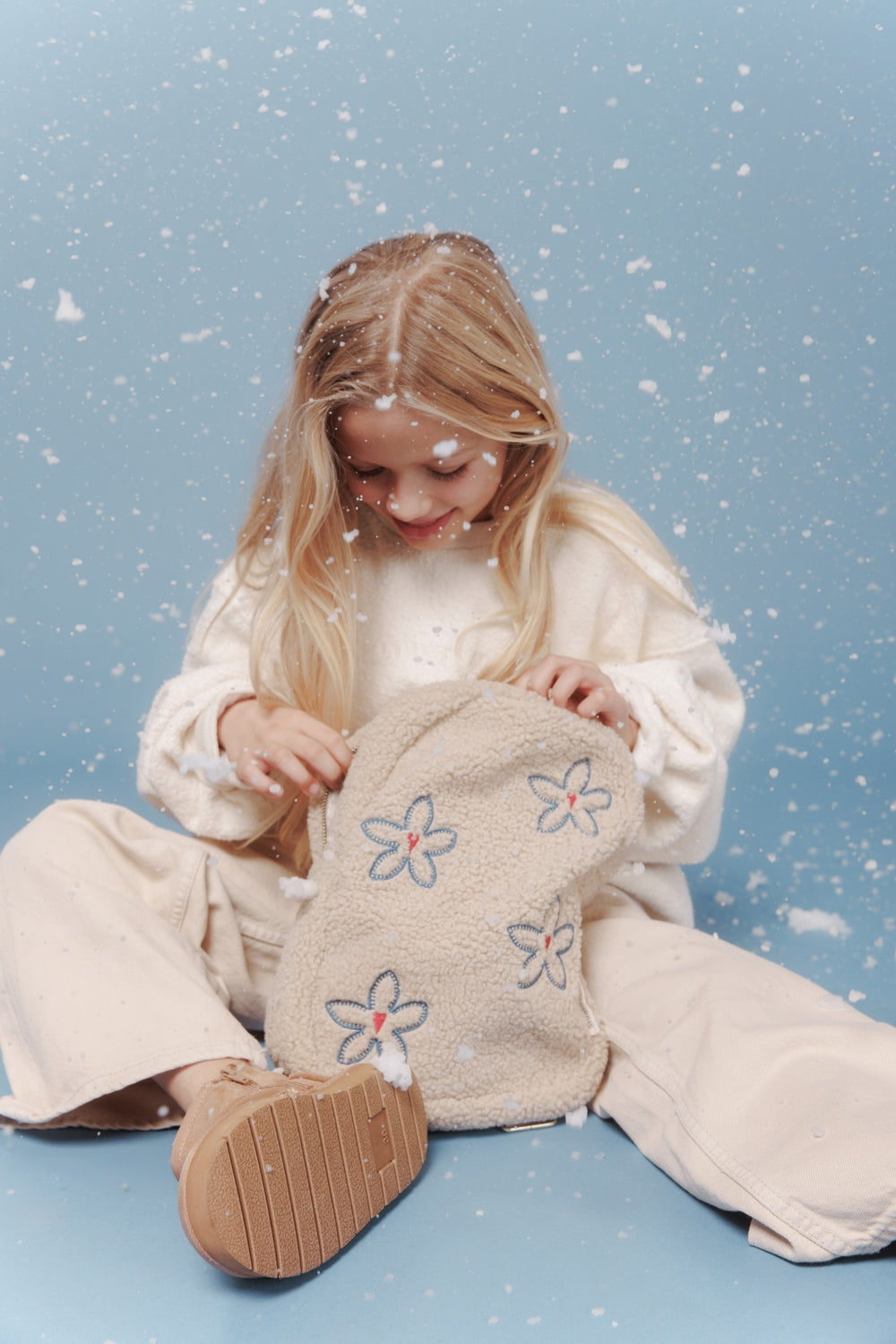 Sac à dos mini teddy Ecru Flower Heart