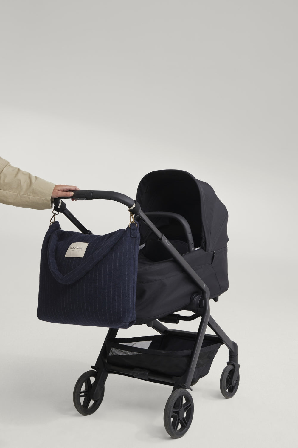 Flannel Chalkstripe Diaper Bag | Dark Blue