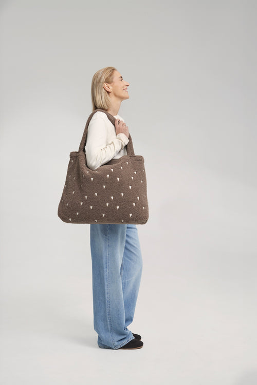 Teddy Mom Bag | Brown Hearts