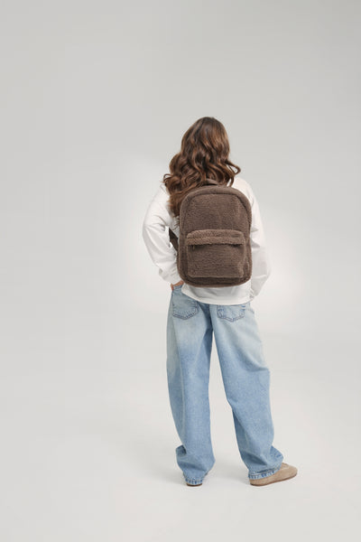 Teddy Midi Backpack Front Pocket | Brown