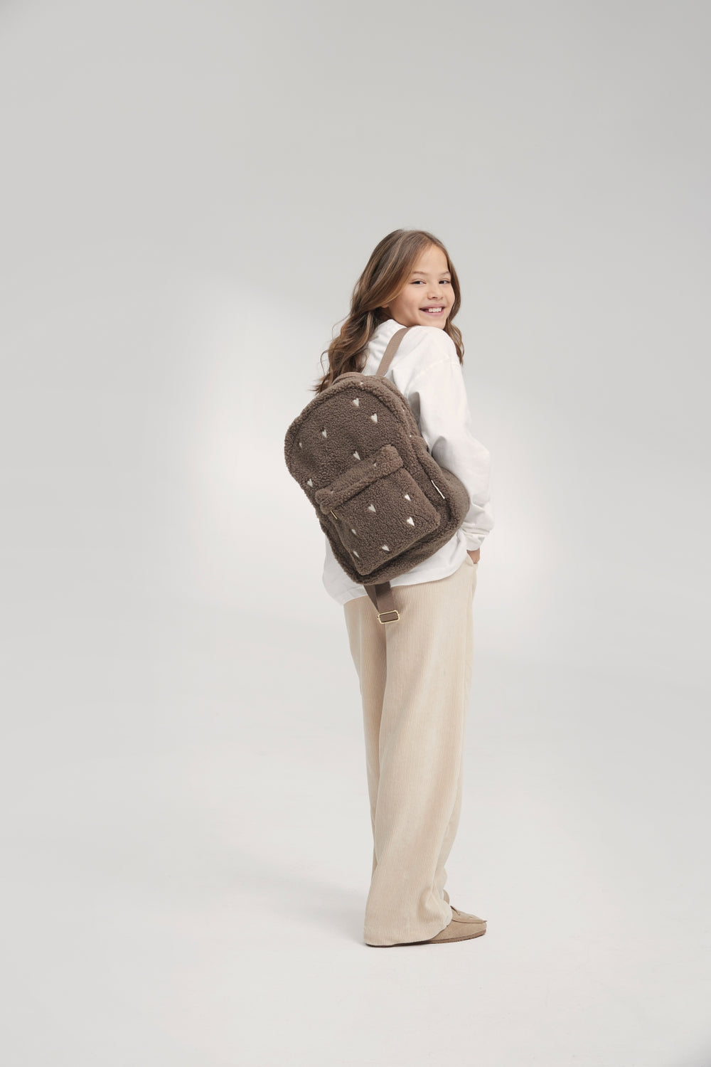 Teddy Midi Backpack | Brown Hearts