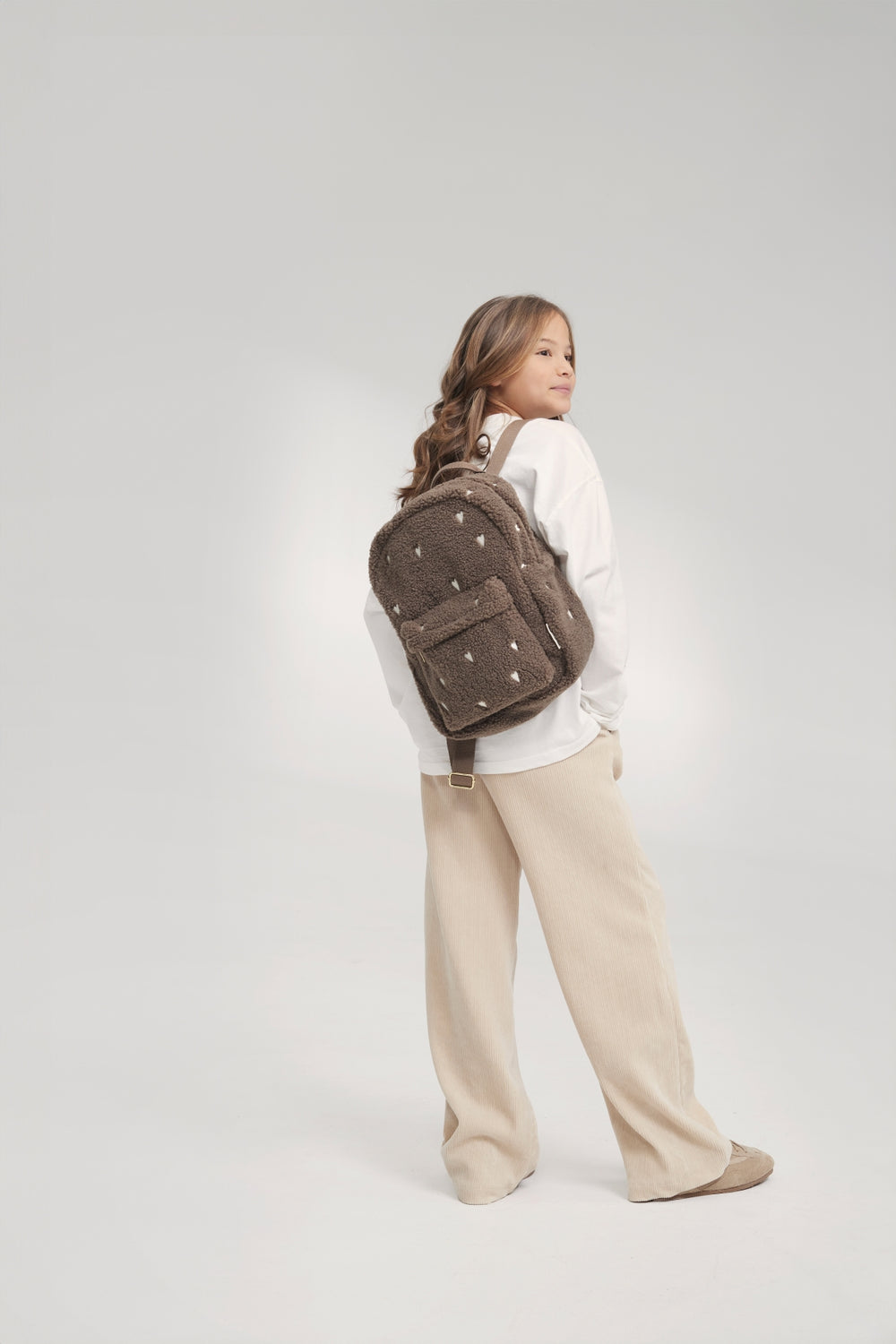 Teddy Midi Backpack | Brown Hearts