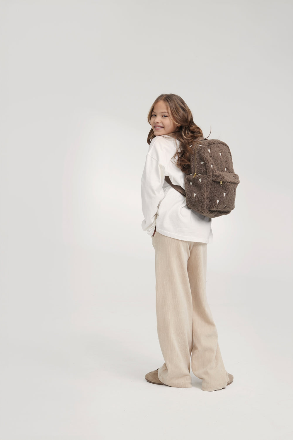 Teddy Midi-Rucksack | Brauner Hearts