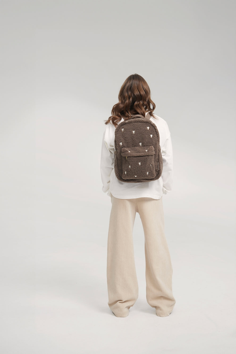 Teddy Midi Backpack | Brown Hearts