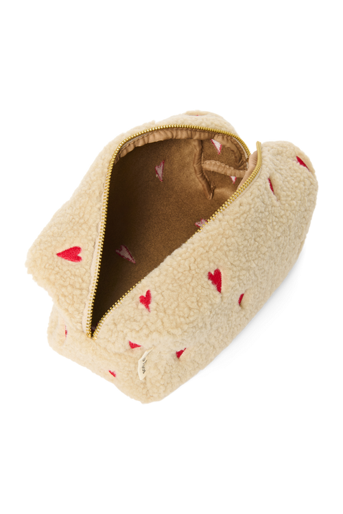Teddy Pouch | Ecru Hearts