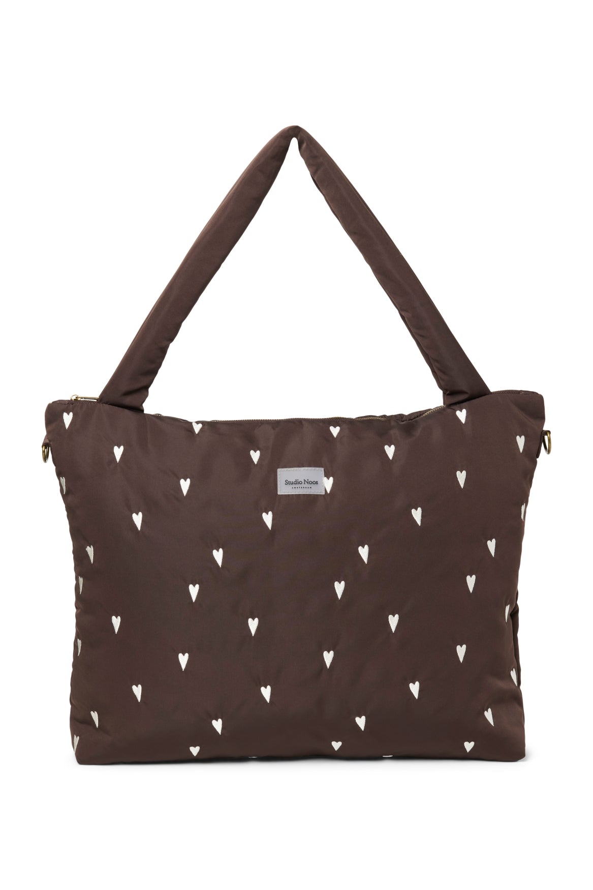 Puffy Diaper Bag | Brown Hearts