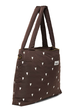 Puffy Diaper Bag | Brown Hearts