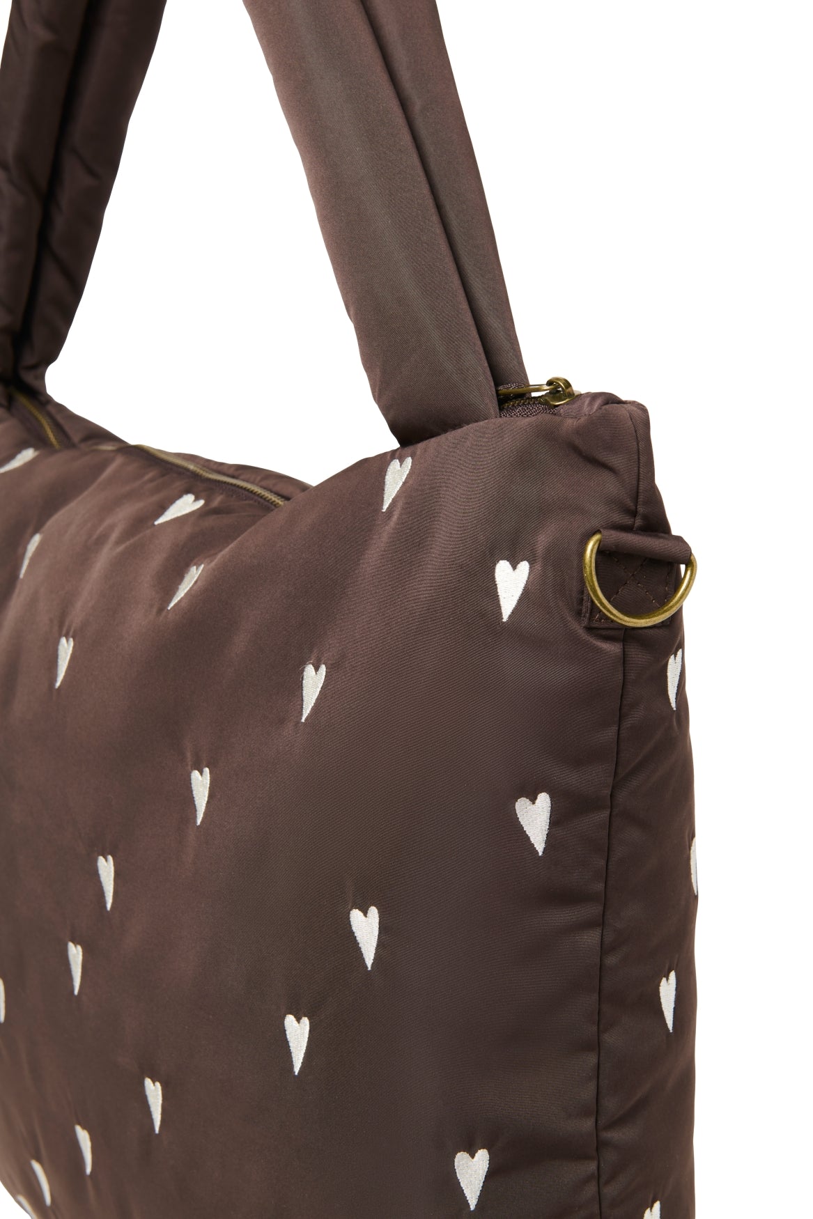 Puffy Diaper Bag | Brown Hearts