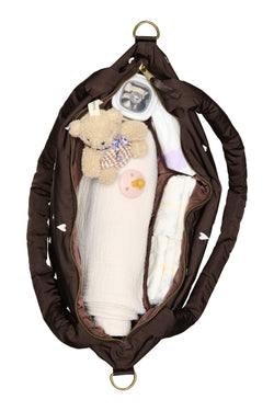 Puffy Diaper Bag | Brown Hearts