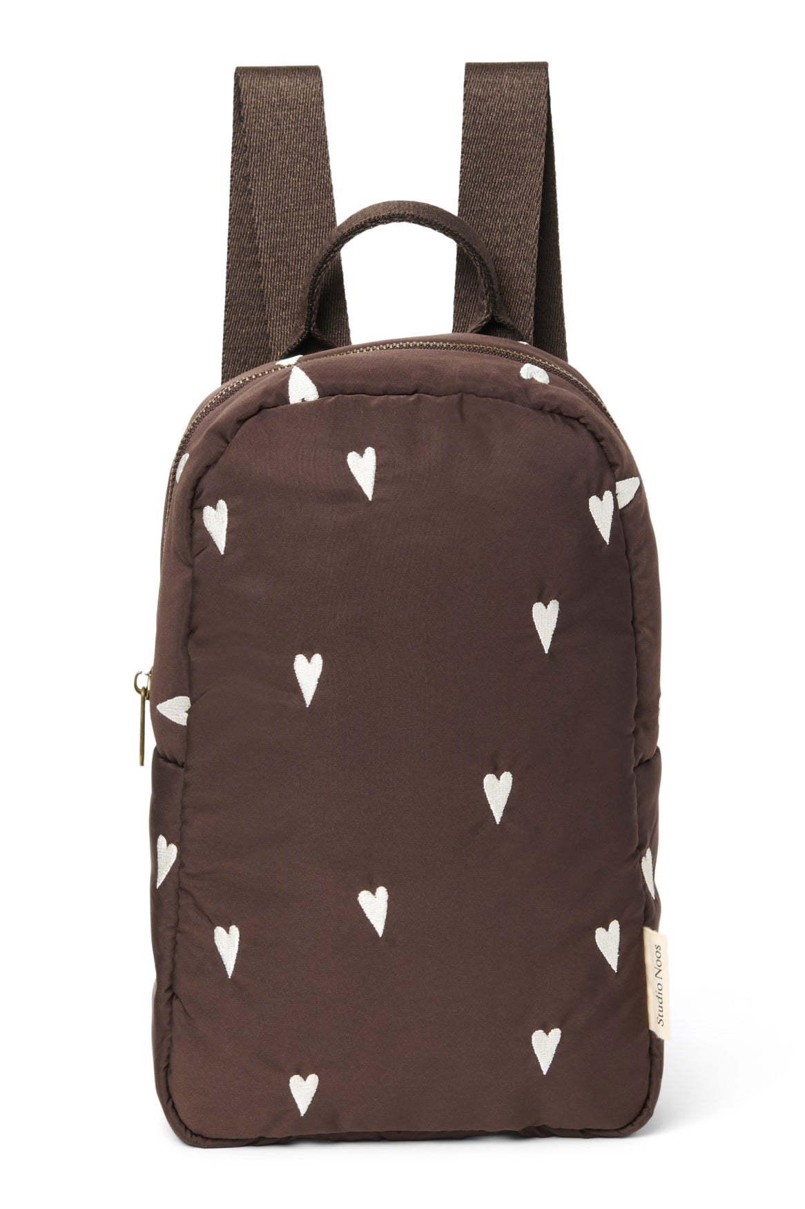 Puffy Mini Backpack | Brown Hearts
