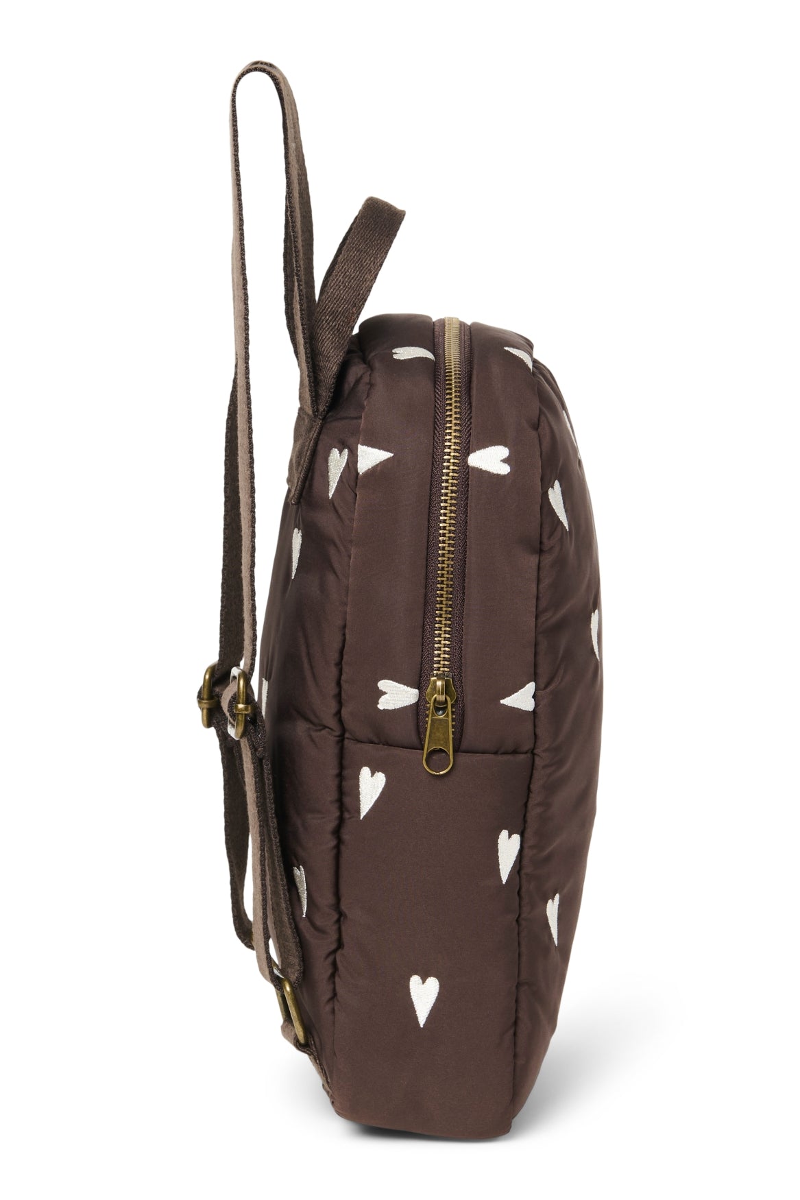 Puffy Mini Backpack | Brown Hearts