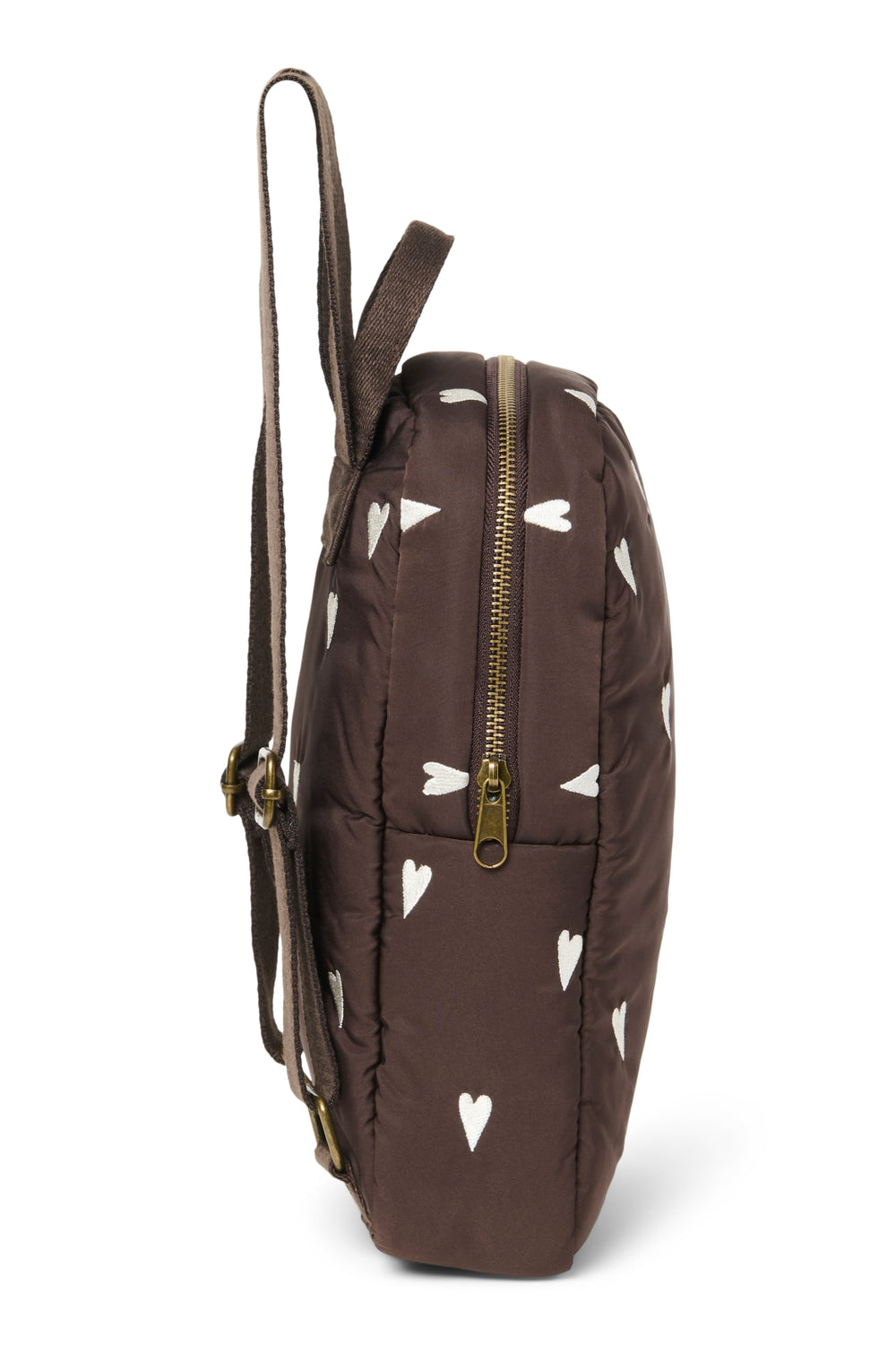 Puffy Mini Backpack | Brown Hearts