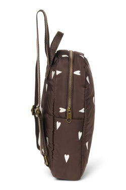 Puffy Mini Backpack | Brown Hearts