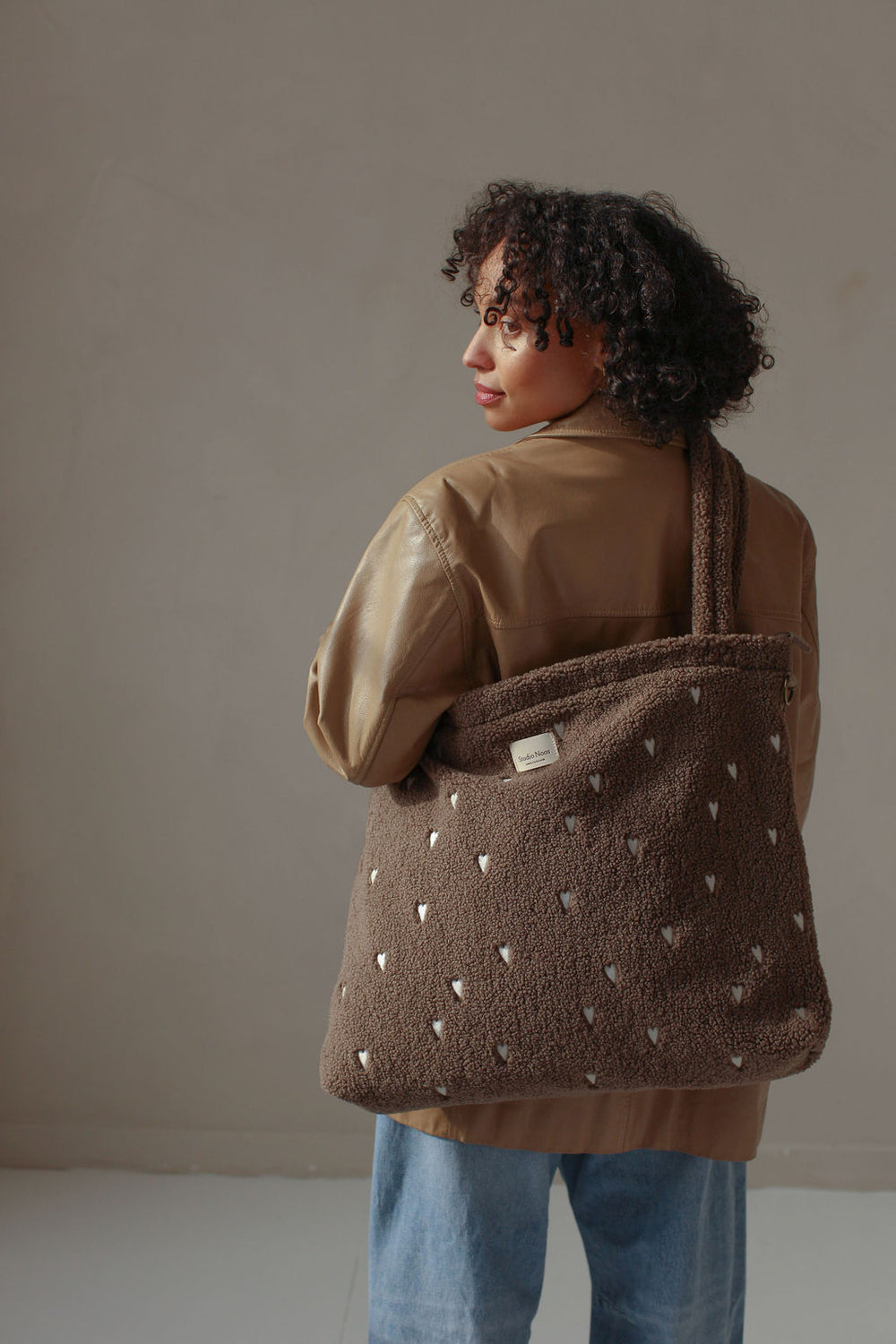 Teddy Diaper Bag | Brown Hearts