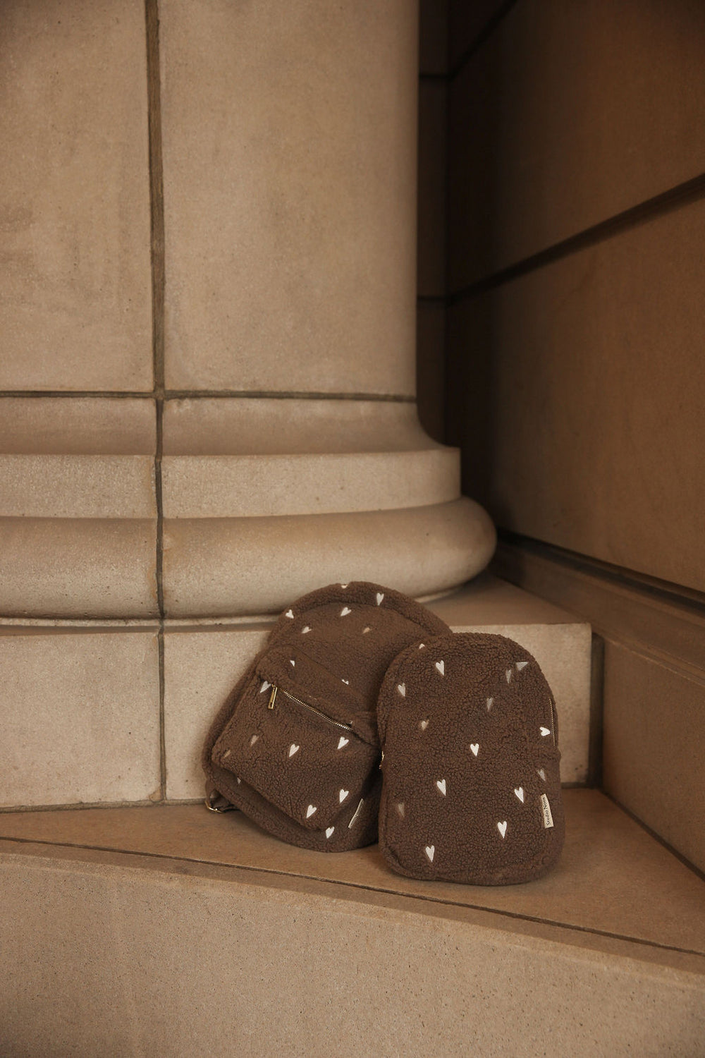 Teddy Midi Rugzak | Brown Hearts