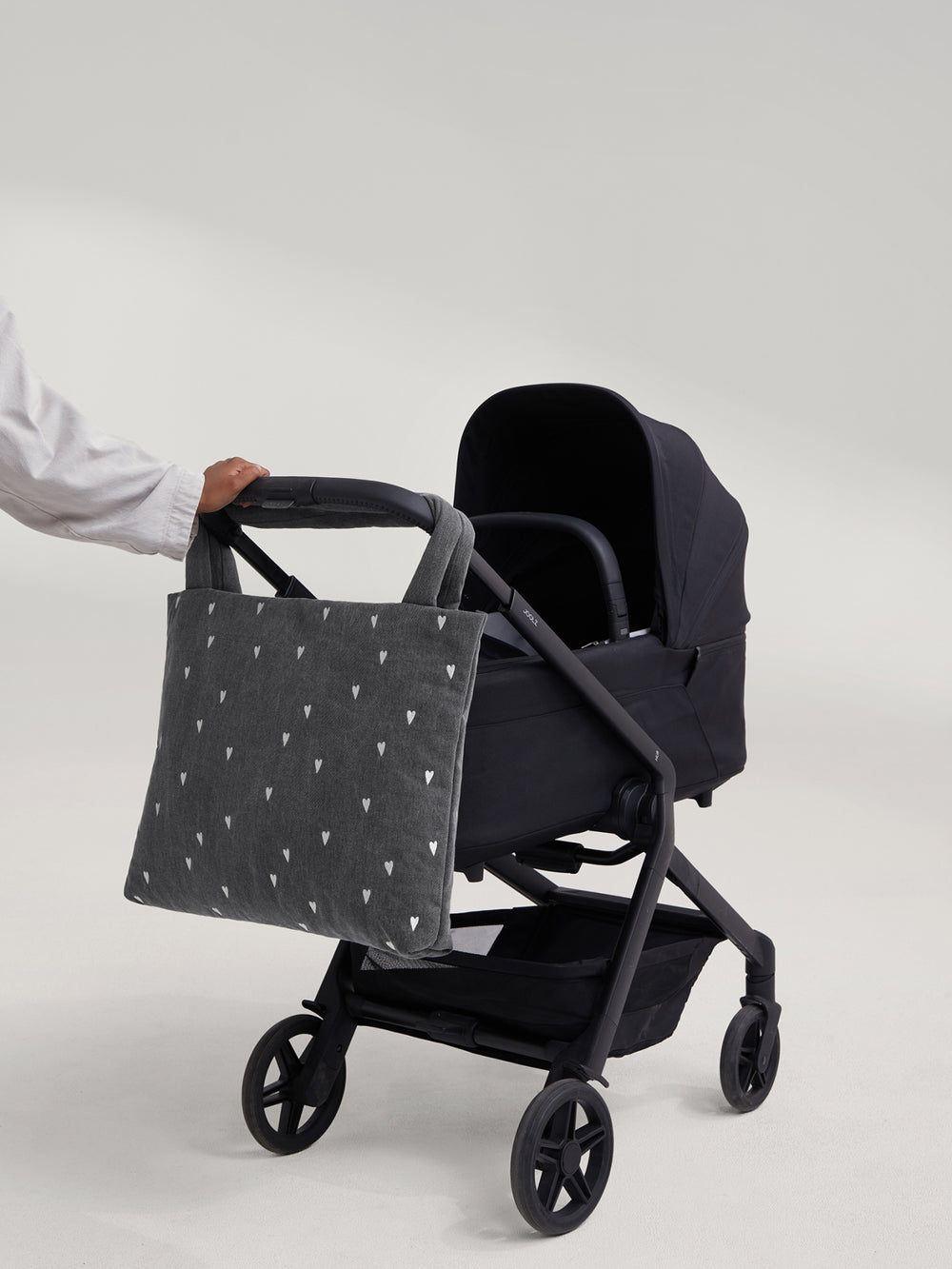 Denim Mom Bag | Grey Hearts
