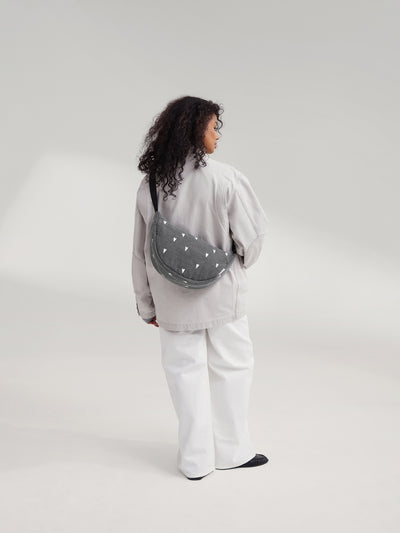 Denim Adult Fanny Pack | Grey Hearts