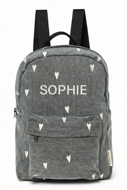 Denim Midi-Rucksack | Grauer Hearts