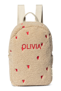 Teddy Mini Backpack | Ecru Hearts