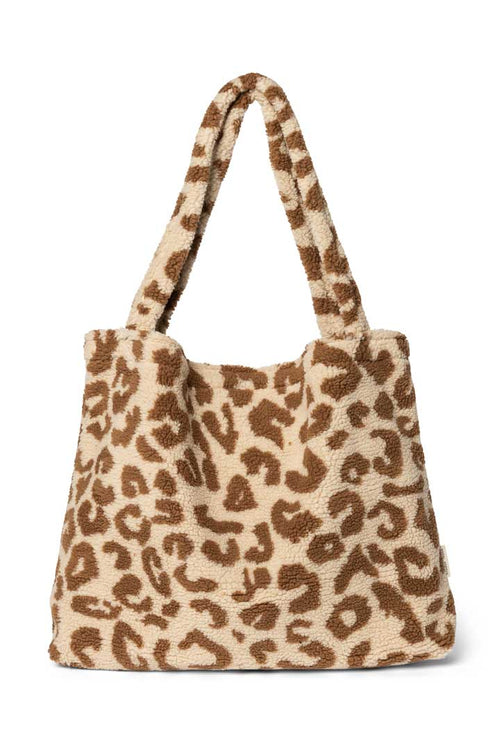 Ecru Leopard Teddy Mom Bag