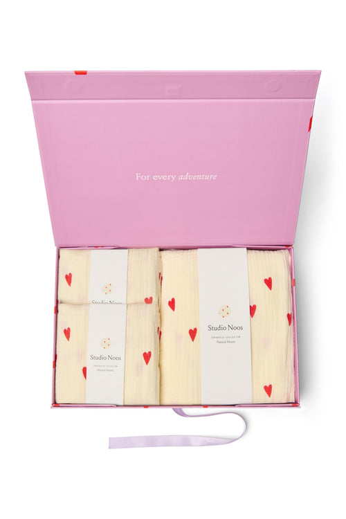 Beige Hearts Hydrofiele Doeken Gift Set