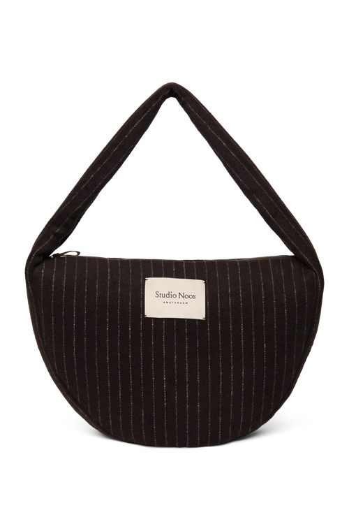 Flannel Chalkstripe Cross Body Bag | Brown