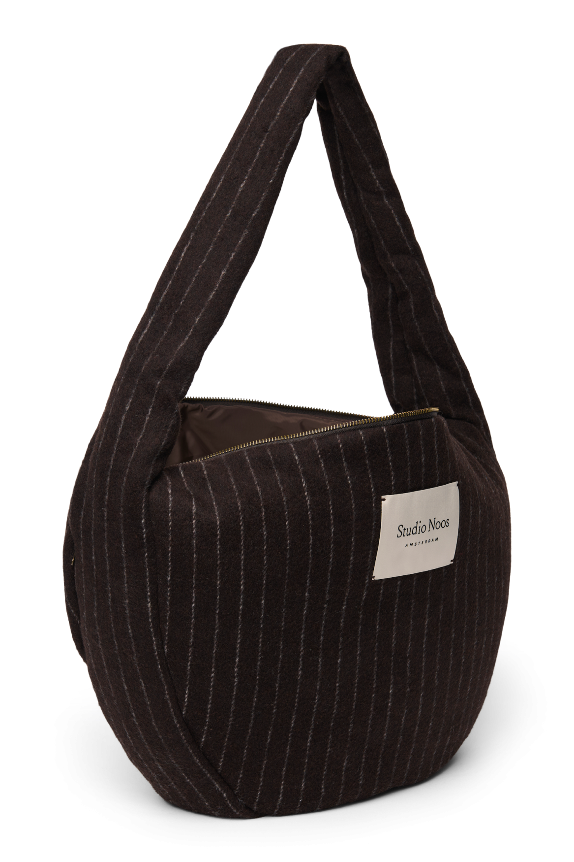 Flannel Chalkstripe Cross Body Bag | Brown