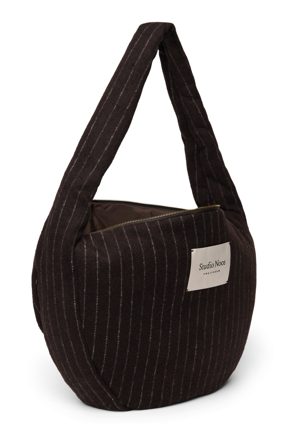 Flannel Chalkstripe Cross Body Bag | Brown