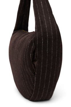 Flannel Chalkstripe Cross Body Bag | Brown
