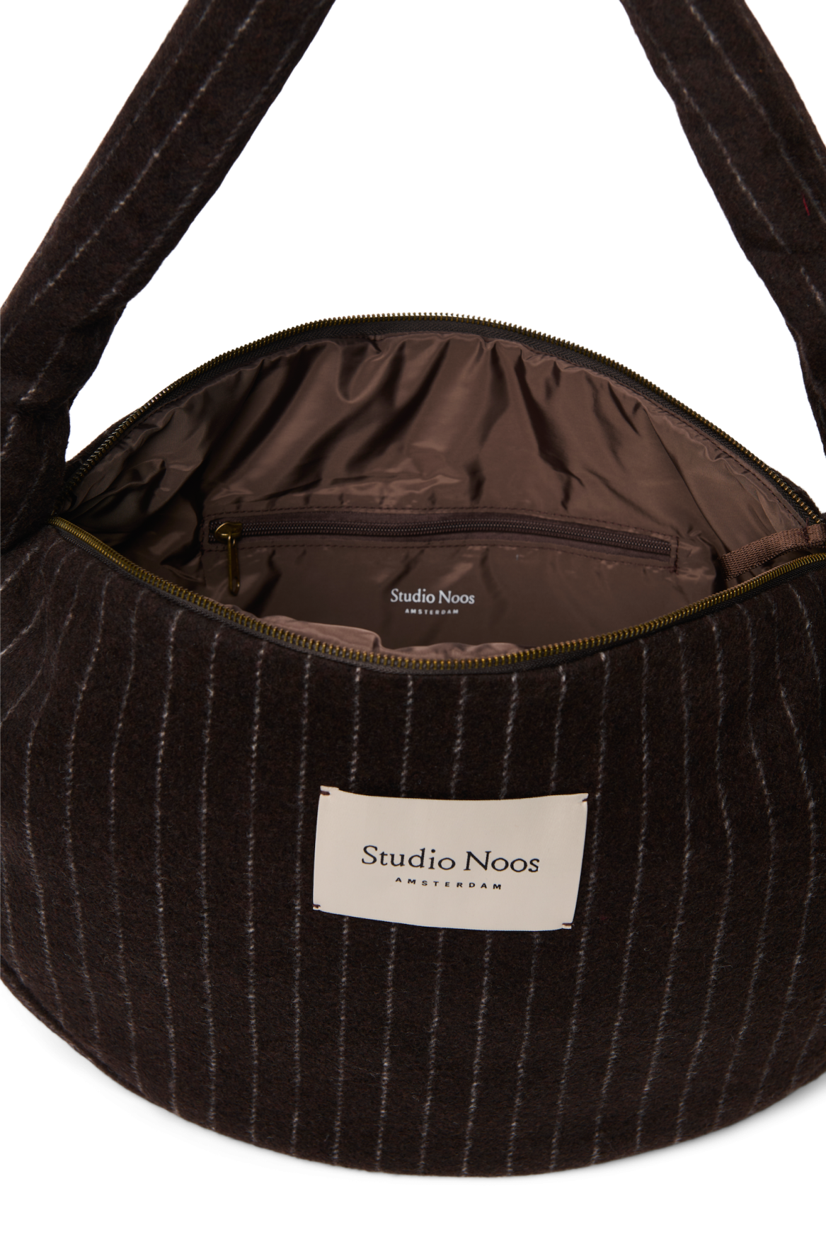 Flannel Chalkstripe Cross Body Bag | Brown