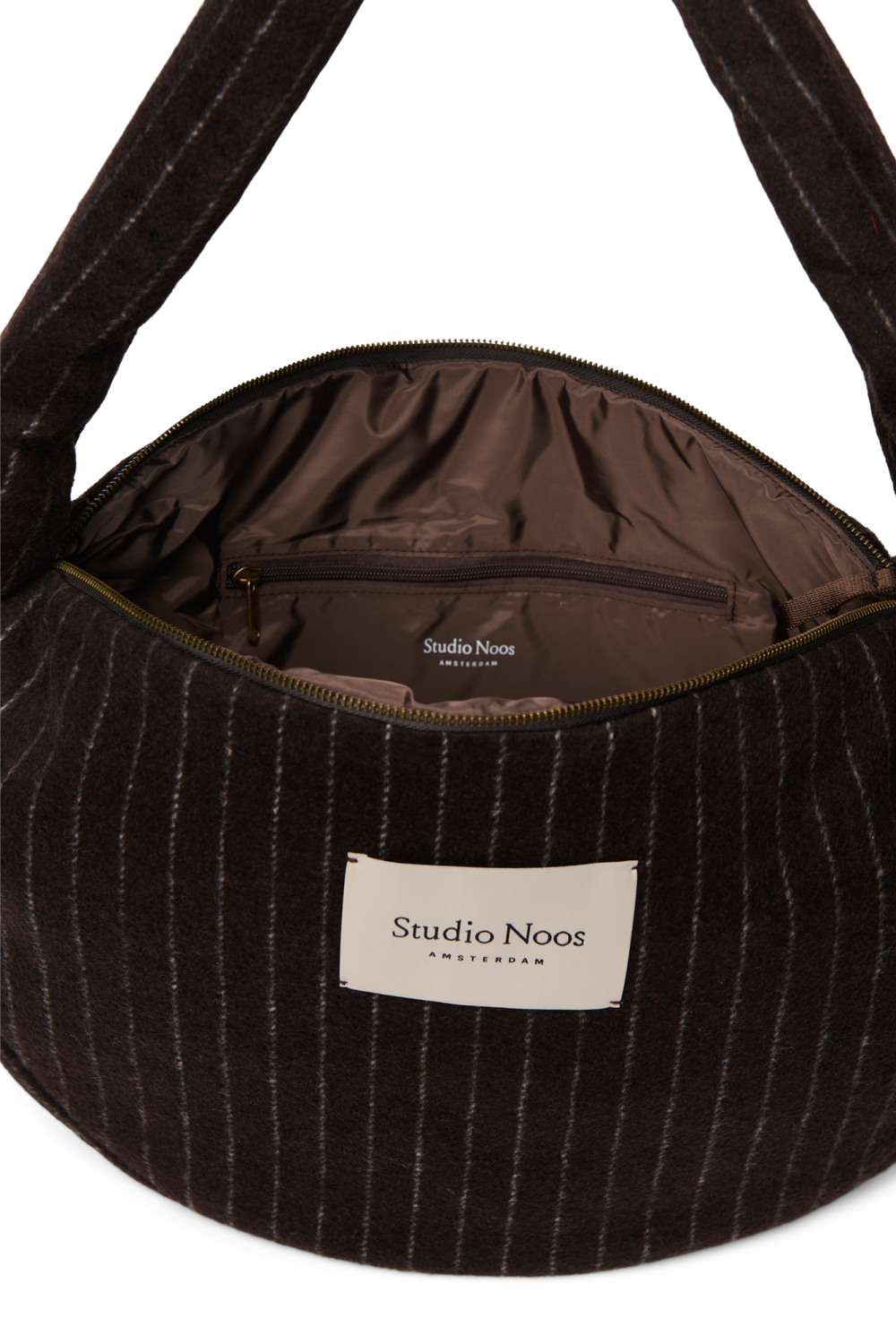 Flannel Chalkstripe Cross Body Bag | Brown